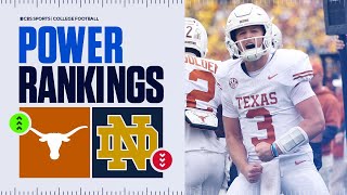 College Football Power Rankings Texas moves to No 2 Notre Dame out of the Top 10 [upl. by Doownel]