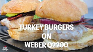 Turkey Bacon Burgers on the Weber Q2200 [upl. by Lili817]