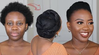 SIMPLE and ELEGANT Natural Hairstyle on Short 4c Hair  Under 5 minutes Updo [upl. by Winterbottom]