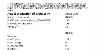 VARIANCE ANALYSIS ICAN PAST QUESTION [upl. by Lidda680]