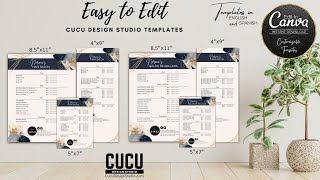 BEAUTY SALON MENU TEMPLATE WITH SERVICES AND PRICE LIST  CANVA MENU TEMPLATE  BBSM100 [upl. by Aenitsirhc]