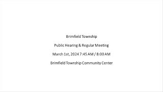 Brimfield Township  Board of Trustees Public Hearing  Regular Meeting [upl. by Moia]