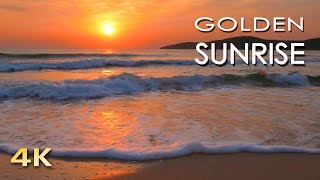 4K Golden Sunrise  Nature Relaxation Video  Relaxing Sea Ocean Waves Sounds  NO MUSIC  UHD 2160p [upl. by Aer654]