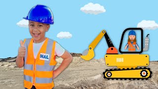 Construction Song  Excavator for Kids  Handyman Hal [upl. by Atiloj]