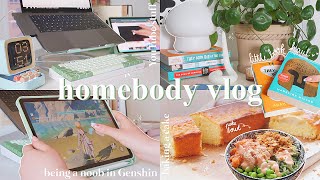 chill vlog  morning routine book haul baking a cake playing animal crossing and Genshin [upl. by Faires]