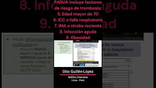 Tromboprofilaxis 4 Score de PADUA y de IMPROVE trombosis thrombosis medicina medicine [upl. by Attiuqehs385]