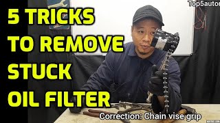 5 Tricks To Remove A STUCK OIL Filter That Wont Come Off [upl. by Ylrebmic551]