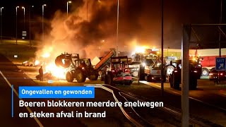 Boeren blokkeren meerdere snelwegen en steken afval in brand  Hart van Nederland [upl. by Netty956]