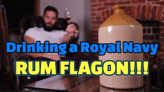 OPENING AND DRINKING A ROYAL NAVY RUM FLAGON Rare Vintage rum taste the original pussers rum [upl. by Eybba]