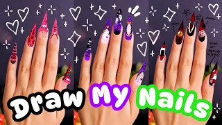 ‧₊˚🎃 SUBSCRIBERS DRAW MY HALLOWEEN NAILS 🖤 Episode 3 👻˚₊‧ [upl. by Ulyram827]