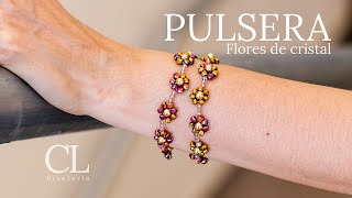 Tutorial Pulsera de Flores de Cristal🌸 ¡Participa en la rifa del kit de regalo [upl. by Areht]