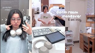 uni vlog 🖇️ 💌 dorm room makeover cozy amp pinterest vibes  daily routine classes amp club meetings [upl. by Nnylyar741]