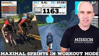 Zwift Workouts Short Maximal Sprints in Workout Mode  Workout Hack [upl. by Skolnik]