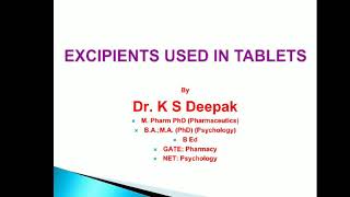 Pharmaceutical Tablets Tablet Excipients [upl. by Ahsilem]