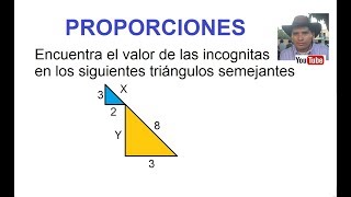 Utiliza Proporciones con triángulos semejantes para hallar x e y [upl. by Wickman102]