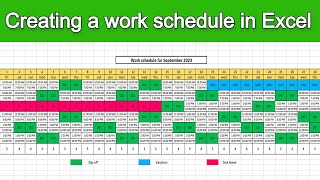 How to create a work schedule in Excel [upl. by Rowland]