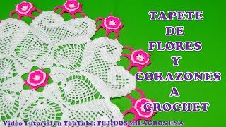 TAPETE O CARPETA A CROCHET DE FLORES Y CORAZONES PARTE 1 paso a paso en video tutorial [upl. by Stortz]