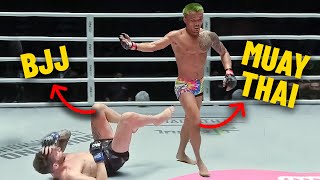 quotGet Upquot 😳 Muay Thai Star OBLITERATES BJJ Practitioner In MMA Fight [upl. by Pennie]