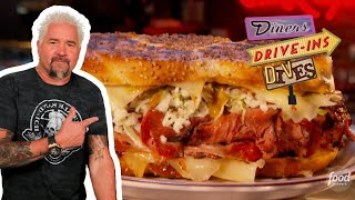 Guy Fieri Eats “World’s BEST” Pastrami Sandwich in Boston  Diners DriveIns amp Dives  Food Network [upl. by Ciel]