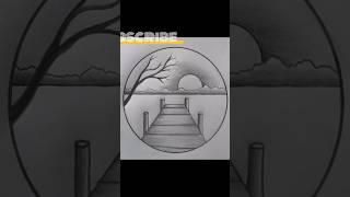 Circle scenery drawingshorts nature roadscenery bridge beaytshortsindia art [upl. by Harlan]