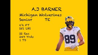 AJ Barner Michigan Wolverines 2023 Highlights [upl. by Odille279]