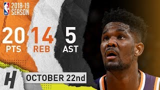 DeAndre Ayton Full Highlights Suns vs Warriors 20181022  20 Pts 14 Reb 5 Ast [upl. by Miranda104]