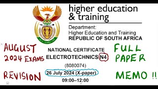 Electrotechnics N4 August 2024 Memo Full Paper mathszoneafricanmotives [upl. by Andres504]