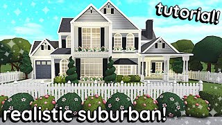 Realistic Suburban Bloxburg House Build 2 Story Exterior Tutorial [upl. by Inaoj329]