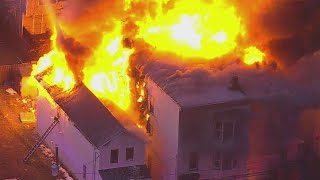 Raw Video Buildings Engulfed In Fire In Newark [upl. by Velasco]