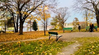 Stockholm Walks Kolerakyrkogården Autumn leaves concrete and the grave diggers cottage [upl. by Gombach]