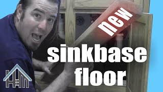 How to replace rotted sink base cabinet floor bottom Easy Home Mender [upl. by Daggett]