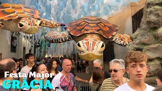 Festa Major de Gràcia 2024 in Barcelona  The Decorated Streets Walking Tour [upl. by Milty]