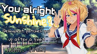 ASMR F4M  Delinquent patches you up after a fight  ComfortingFriends2LoversShy Listener [upl. by Macdermot33]