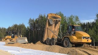 Cat 730 ADTs and Cat D6R2 with Topcon 3D GPS [upl. by Worrell]