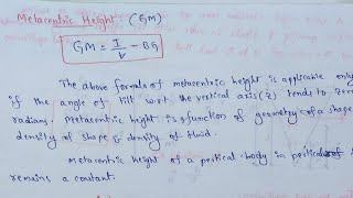 Metacentric Height  Determination Metacentric Height [upl. by Joselyn]