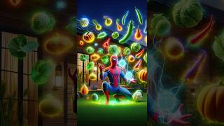 Spiderman Venom aur Captain America me se Kon jitega Vegetable art challenge spiderman shorts [upl. by Atinoj]