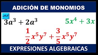 SUMA DE MONOMIOS CON EJEMPLOS Secundaria Obligatoria [upl. by Pelagias]