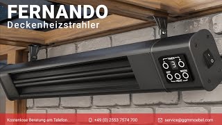 Deckenheizstrahler FERNANDO  Schwarz  24003000W  3 Heizstufen  Infrarotstrahler Terrasse [upl. by Harl897]