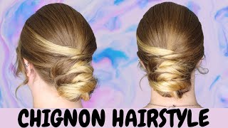 How to do EASY chignon hairstyle  smooth low updo [upl. by Lebatsirhc697]