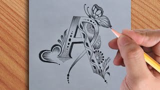 How to make A letter tattoo drawing with pencil  simple drawing of A letter 👍🏻❤️ [upl. by Hadihahs]