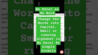 Convert Alphabets Into Capital Small or Running By Formula in Ms Excel trending alphabet shorts [upl. by Briana]