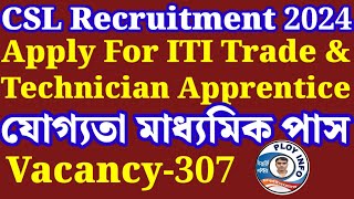 CSL Recruitment 2024 🌀 Cochin Shipyard Recruitment 2024 🔴 ITI Trade amp Technician Apprentice [upl. by Esinet]