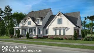 3 Bedroom Modern Farmhouse House Plan 16919WG Virtual Tour and 3D Walkthru ADHousePlans [upl. by Enneite485]