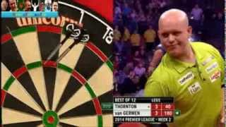 PDC Premier League of Darts 2014  Week 2  van Gerwen bust 180 FAIL [upl. by Etnahsal]