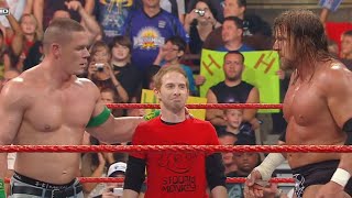 Seth Green John Cena amp Triple H vs The Legacy Raw July 13 2009 [upl. by Naillimixam924]