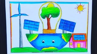 Solar energy drawingSolar Energy powering a sustainable future DrawingSolar Energy Drawing easy [upl. by Cesare]