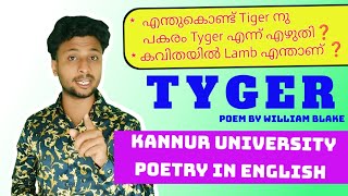 The Tyger poem Malayalam Summary  William Blake  Kannur university Poetry in English മലയാളം [upl. by Llevram]