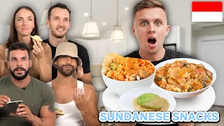 Westerners try SUNDANESE SNACKS in Indonesia [upl. by Adeline227]