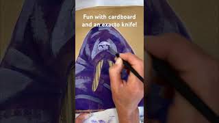 Removing parts of cardboard with an exacto knife walrus painting processvideo artprocess art [upl. by Nonnek330]