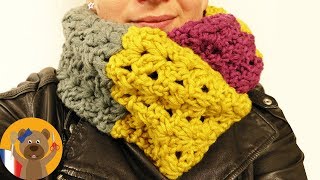 Crocheter une écharpe  Echarpe pour lautomne en laine Myboshi  Tout doux en motif coquillage DIY [upl. by Enasus866]